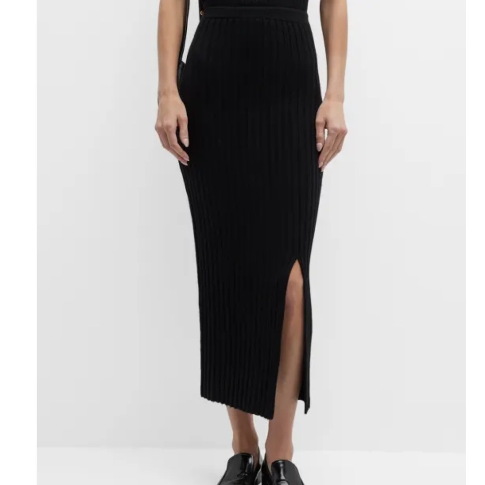 Grey/Ven The Hutton cashmere Blend Ribbed Midi Skirt, Natural, XL, New With Tags - Picture 5 of 10